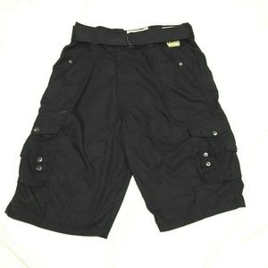 CHAMS Mens Cargo Camp Belted Shorts Black